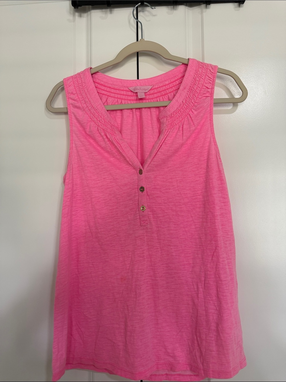 Lilly Pulitzer Bright Pink Henley Tank